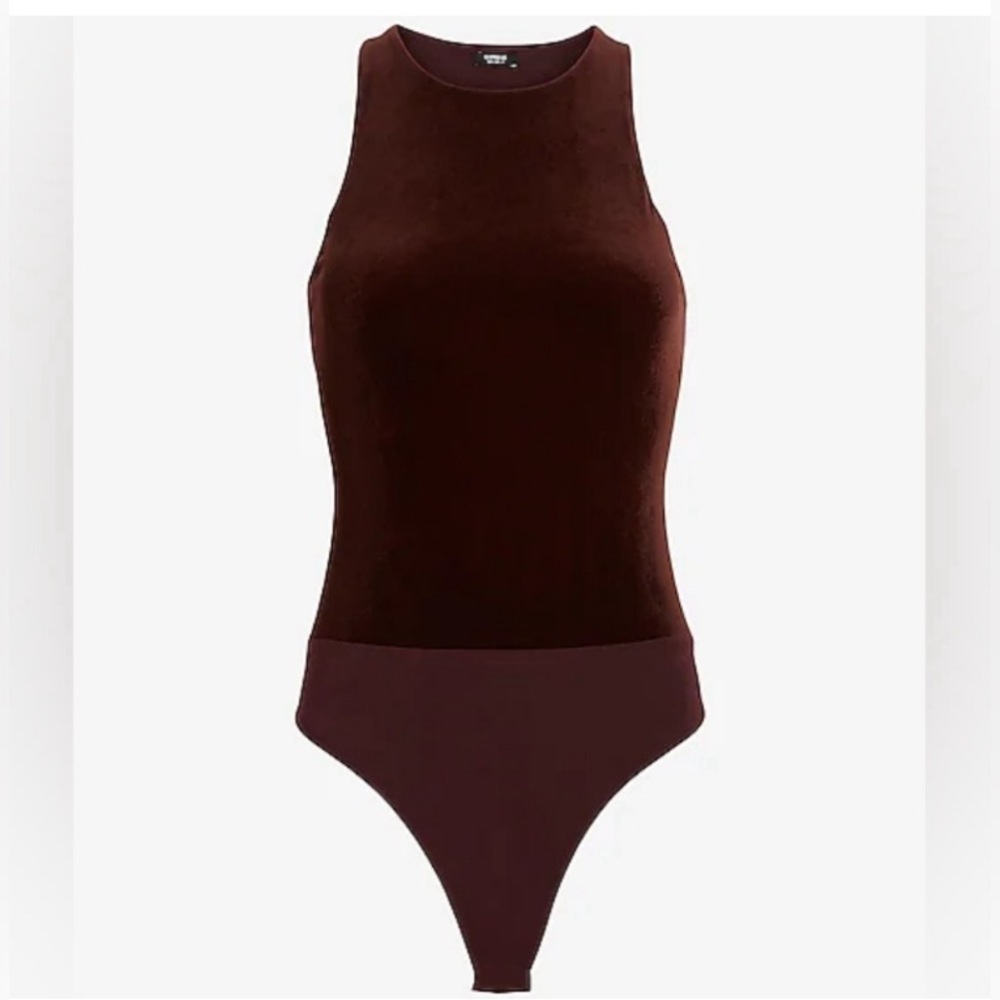Express M Body Contour Velvet Thong Bodysuit